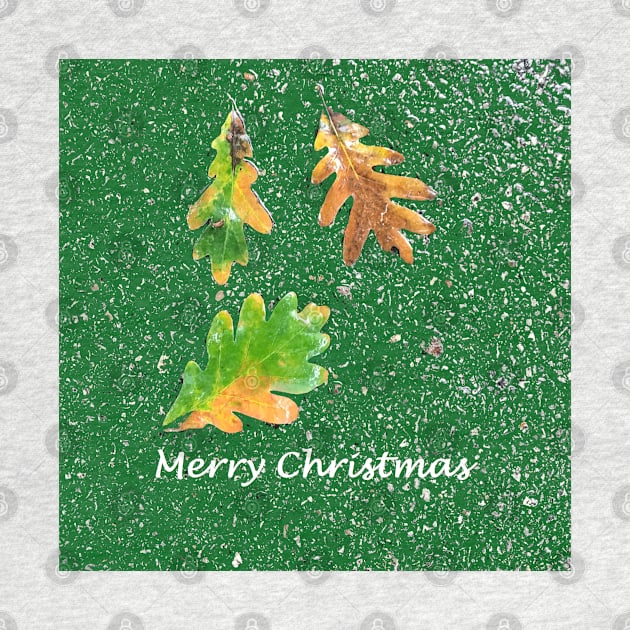 Merry Christmas: Leaves on Green Background by djrunnels